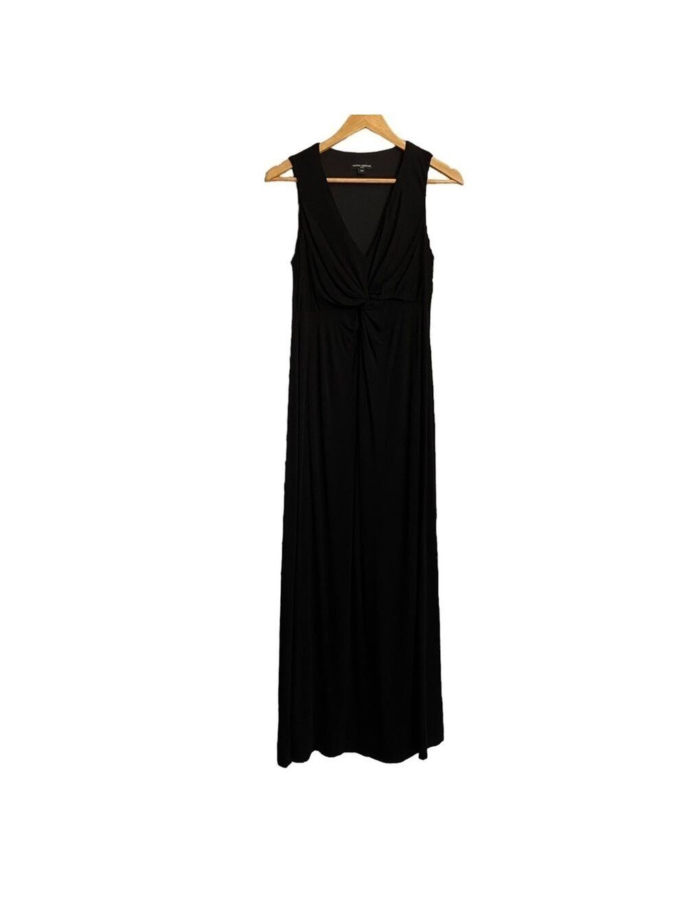 MARIO Serrani black maxi dress jersey sleeveless V neck soft jersey Small